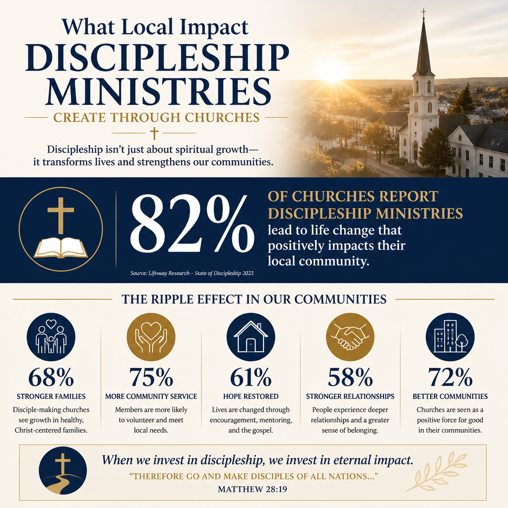 What local impact discipleship ministries create through churches statistics