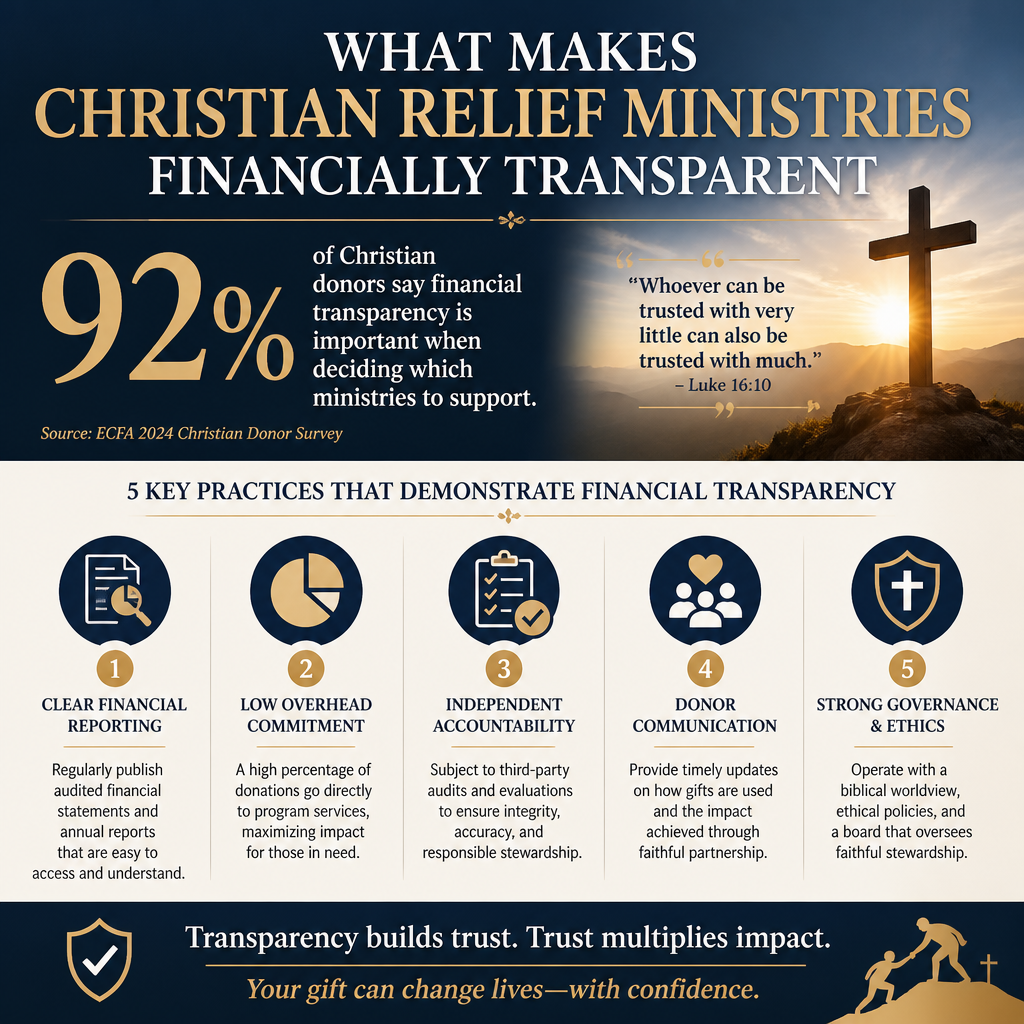 What makes Christian relief ministries financially transparent statistics