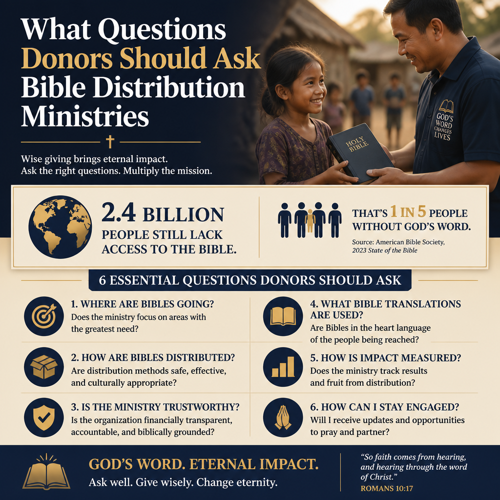 What questions donors should ask Bible distribution ministries statistics