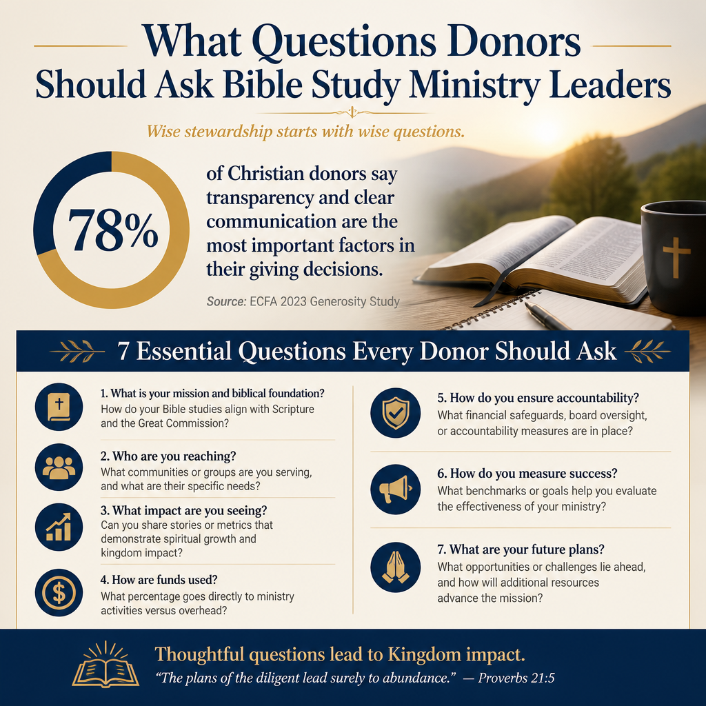 What questions donors should ask Bible study ministry leaders statistics