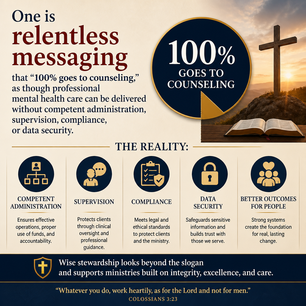 One is relentless messaging that “100% goes to counseling,” as though professional mental health care can be delivered w