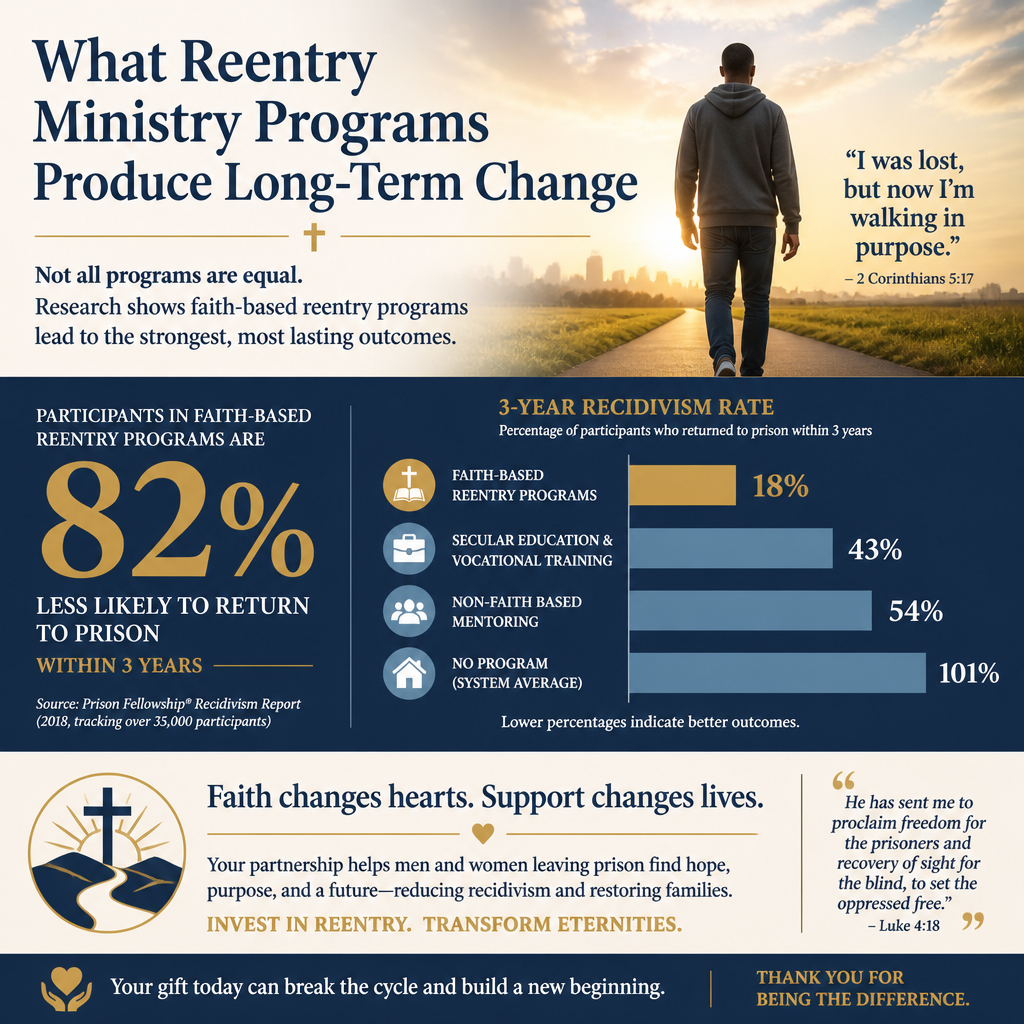 What reentry ministry programs produce long-term change statistics