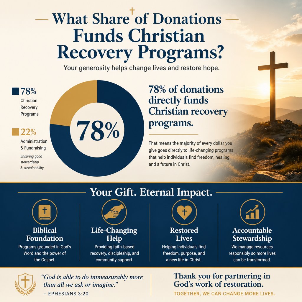 What share of donations funds Christian recovery programs statistics