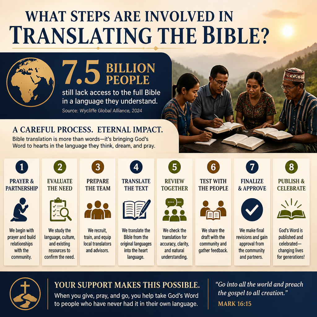 What steps are involved in translating the Bible statistics
