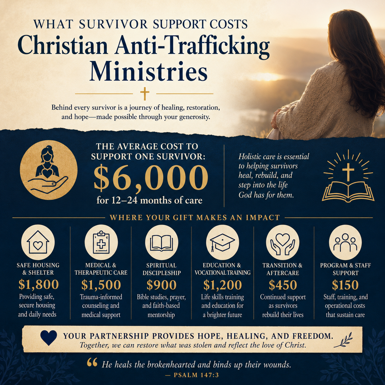 What survivor support costs Christian anti-trafficking ministries statistics