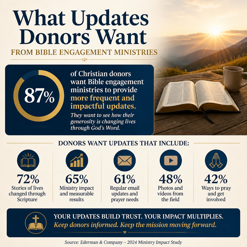 What updates donors want from Bible engagement ministries statistics