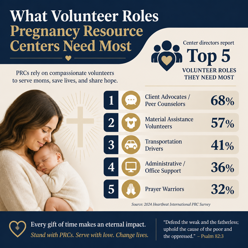 What volunteer roles pregnancy resource centers need most statistics