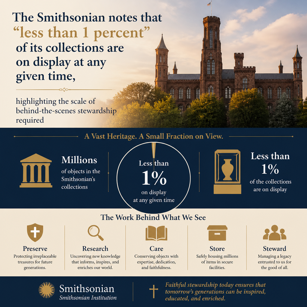 The Smithsonian notes that “less than 1 percent” of its collections are on display at any given time, highlighting the s