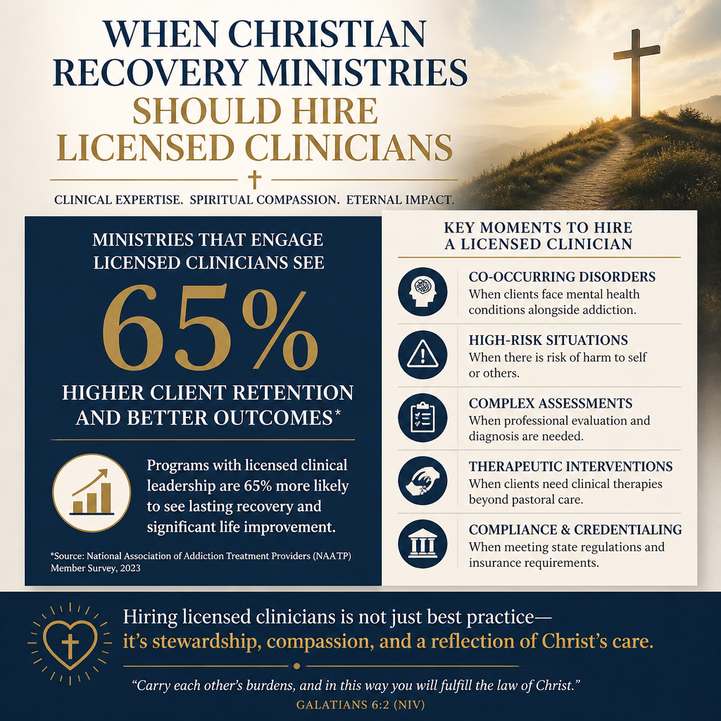 When Christian recovery ministries should hire licensed clinicians statistics