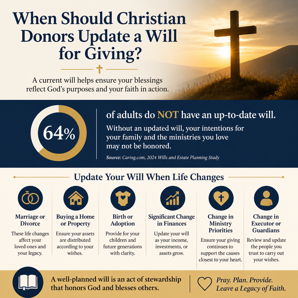 When should Christian donors update a will for giving statistics