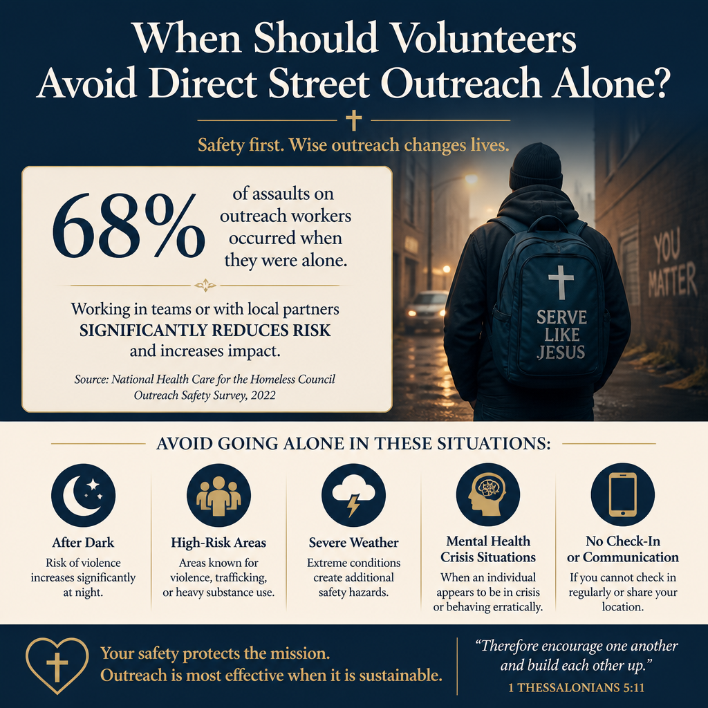 When should volunteers avoid direct street outreach alone statistics