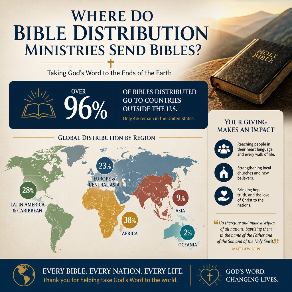 Where do Bible distribution ministries send Bibles statistics