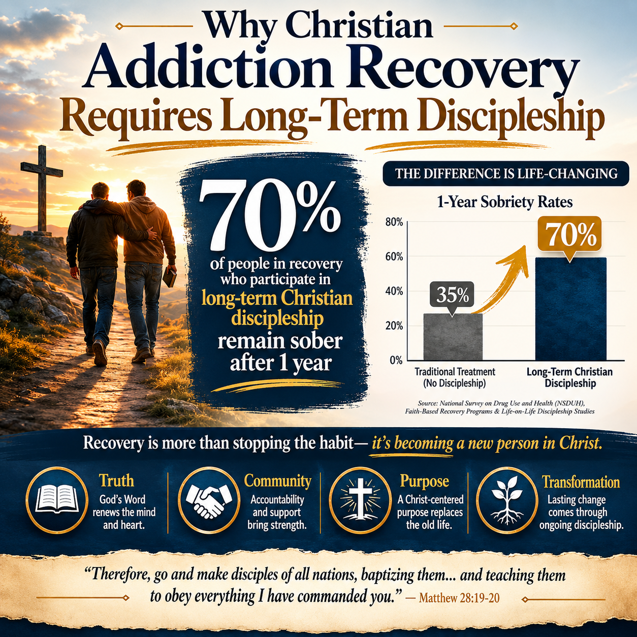 Why Christian addiction recovery requires long-term discipleship statistics