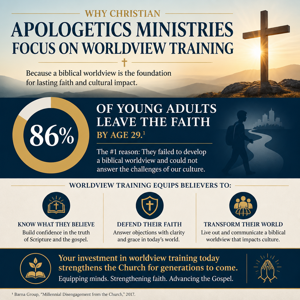 Why Christian apologetics ministries focus on worldview training statistics