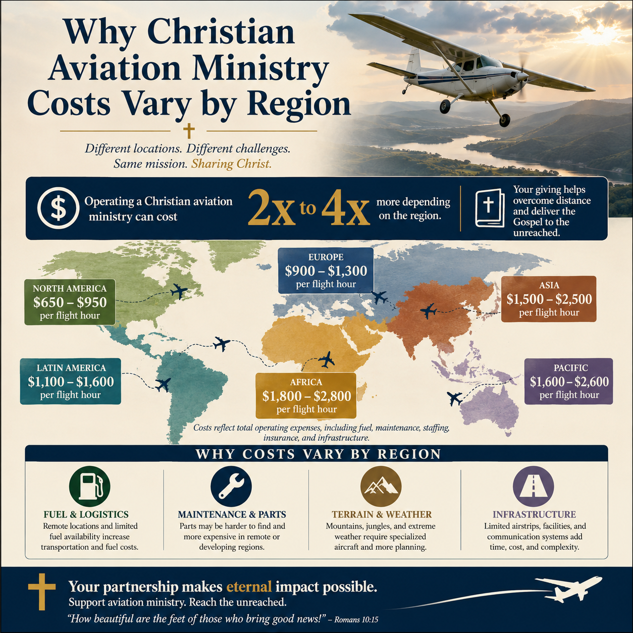 Why Christian aviation ministry costs vary by region statistics