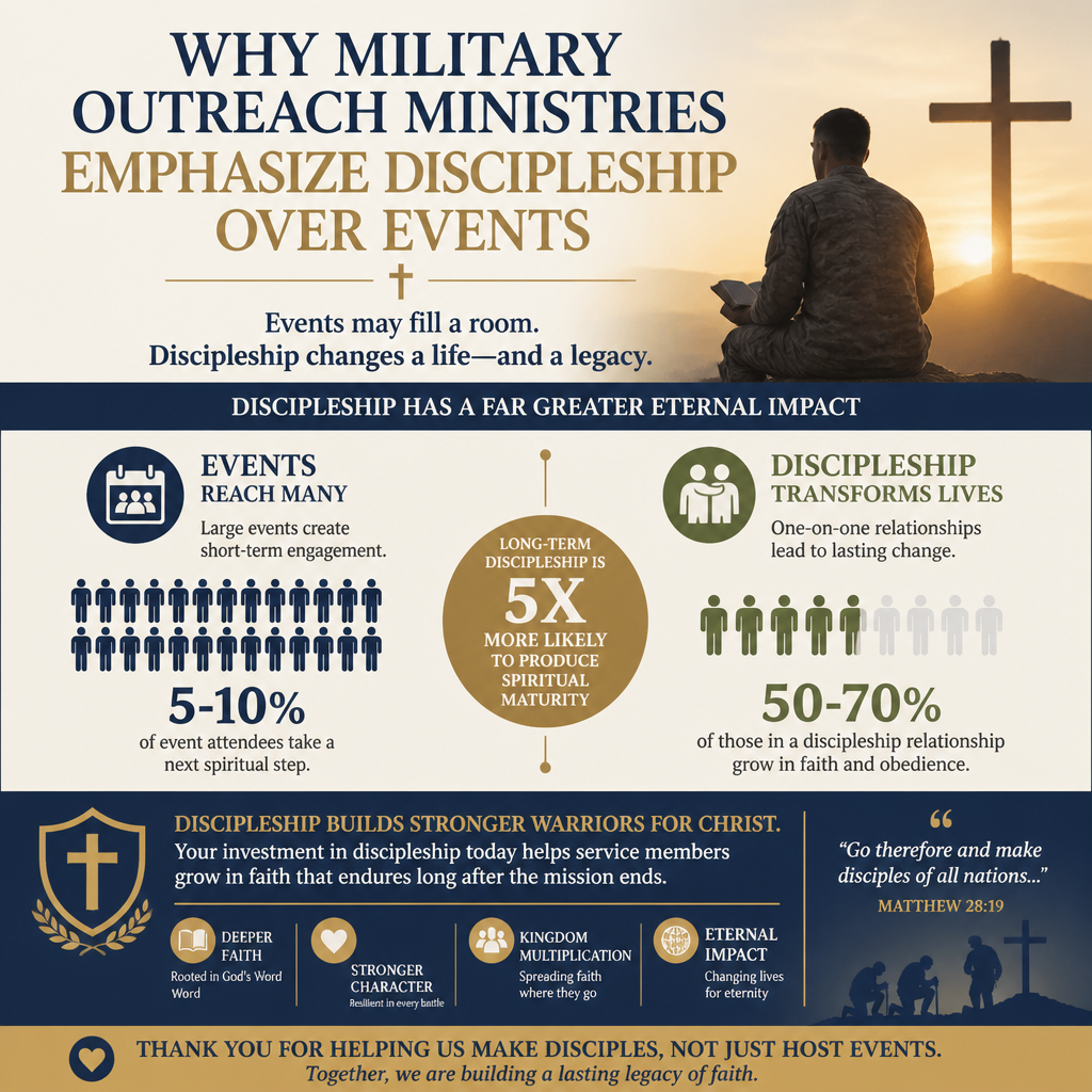Why military outreach ministries emphasize discipleship over events statistics