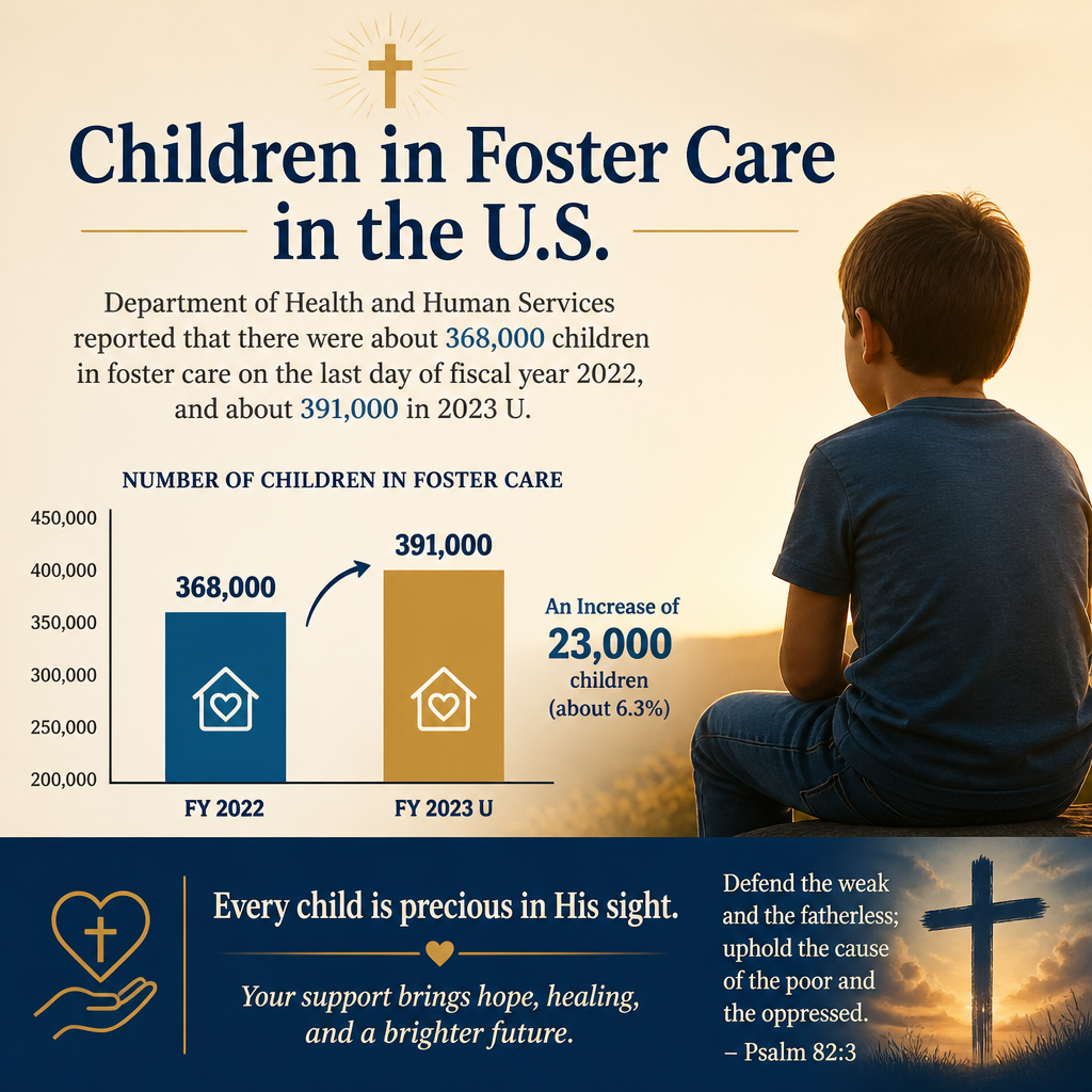 Department of Health and Human Services reported that there were about 368,000 children in foster care on the last day o