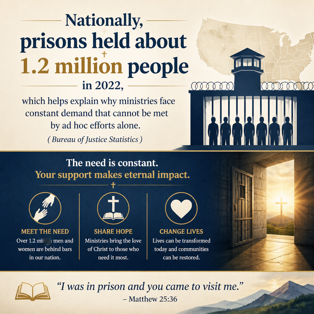 Nationally, prisons held about 1.2 million people in 2022, which helps explain why ministries face constant demand that 