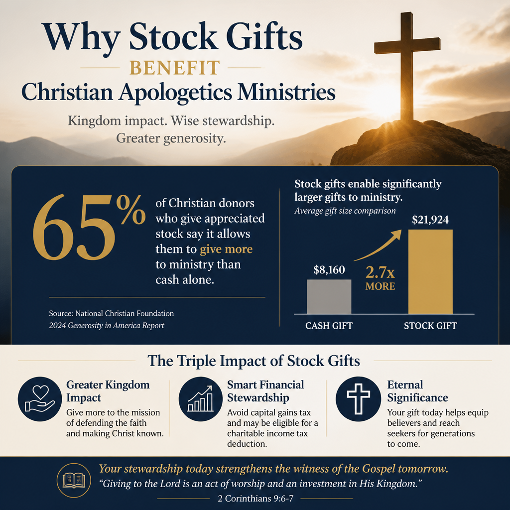 Why stock gifts benefit Christian apologetics ministries statistics